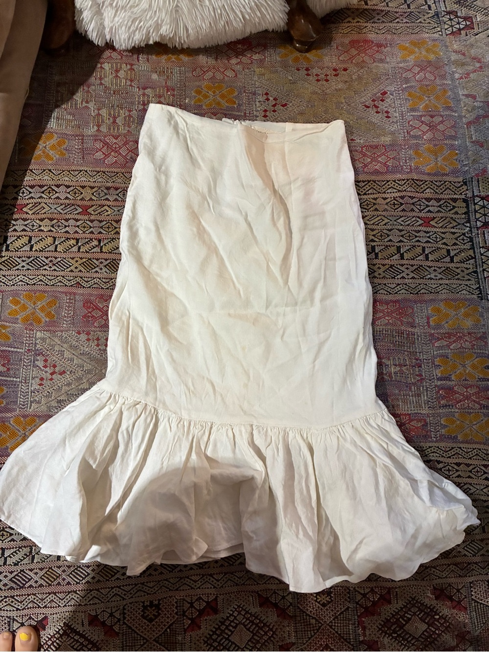 Women's Cream Ruffled Hem Skirt by Nicole Miller